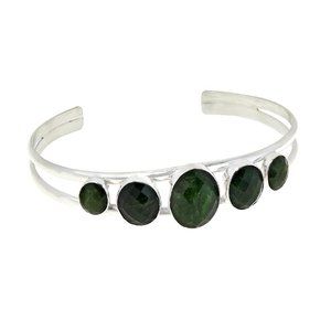 Jay King Sterling Silver 6-3/4" Green Chrome Diopside Cuff Bracelet